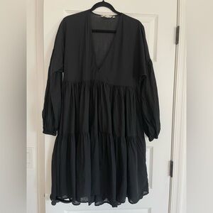Boden Black Semi Sheer Coverup Long Sleeve Dress
